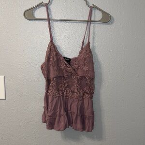 Lace Embroidered Mauve Top
